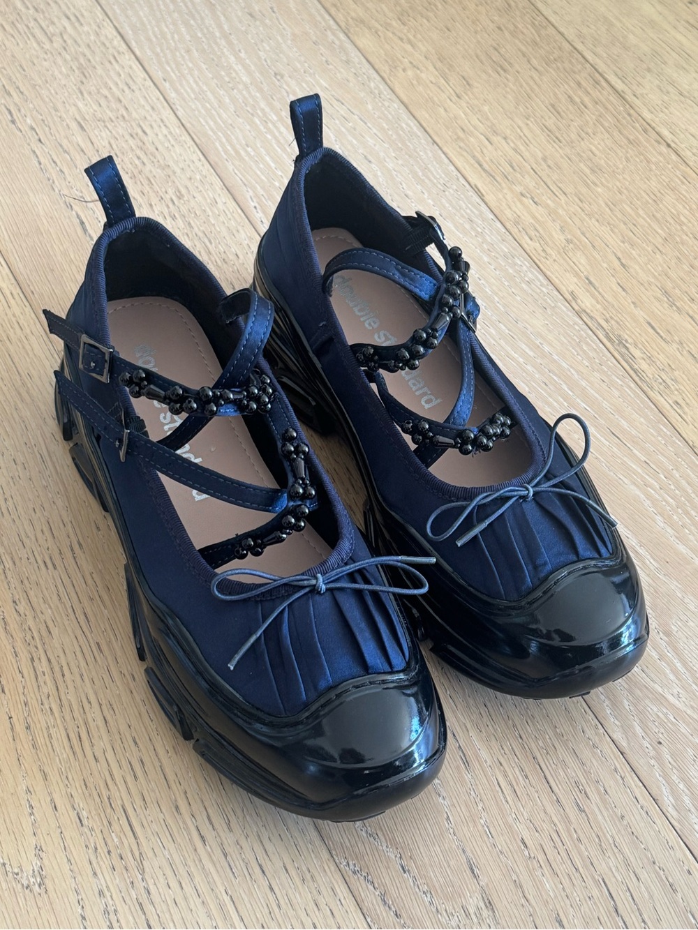 Double Zero Navy Blue Satin Ballet Sneakers - Picture 6 of 11
